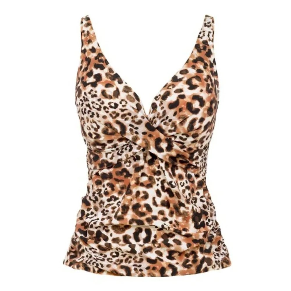 Women's Cheetah Print Knot Tankini Swim Top Leopard / Animal Print
